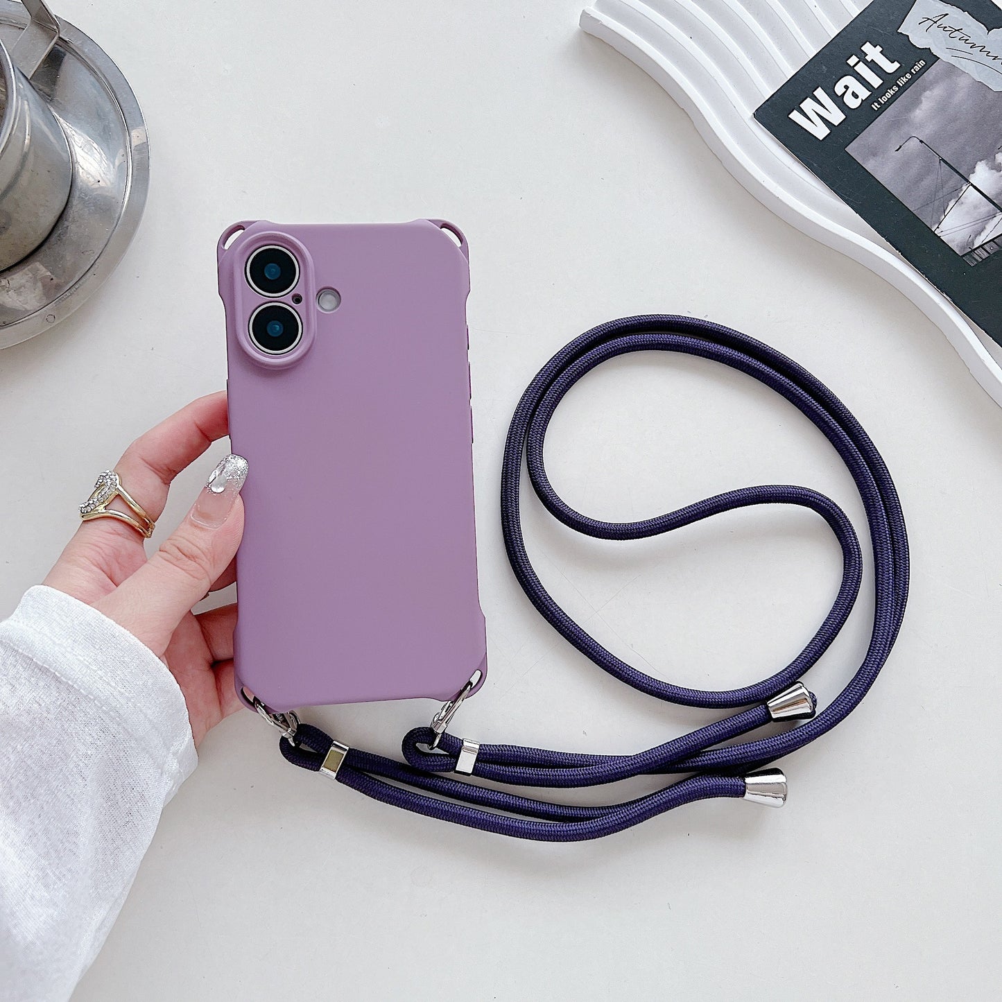 Four-corner Cross Lanyard Liquid Silicone Phone Case Soft Case - 图片 18