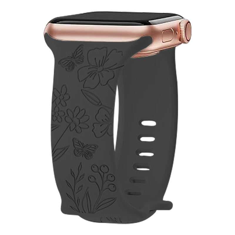 New Laser Carving Embossed Brocade Flower Butterfly Clasp Silicone Strap b455a118 6b94 48bc ad3e 2ad476f86710