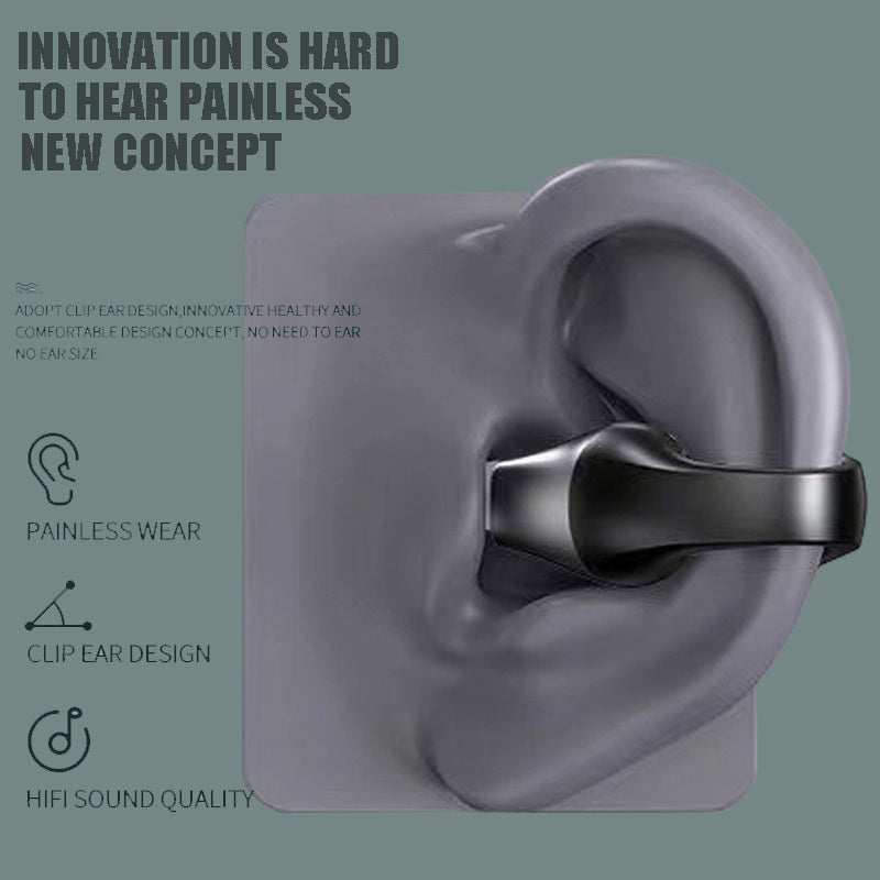 Ear Clip Bone Conduction Headphone Bluetooth-compatible 5.2 HIFI Wireless Earphone Touch Handsfree Sports Noise Cancelling He