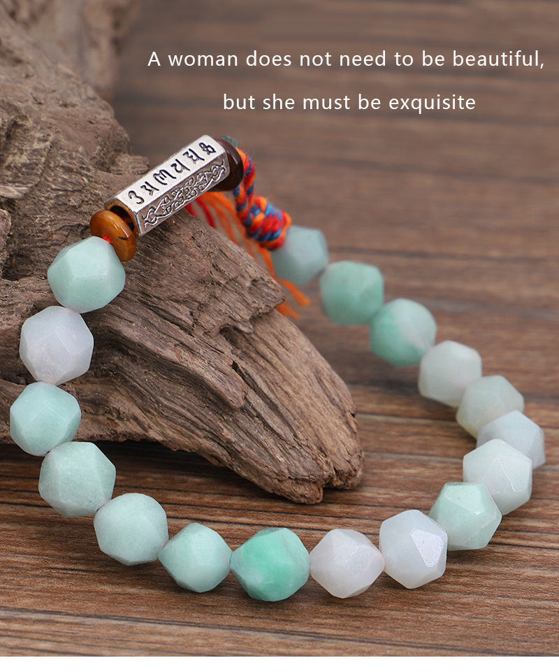 8MM Stone Tibetan Six-character Proverbs Bracelet - HD Wireless Product #4