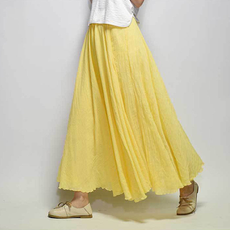 Mori Girl Art Plus Size Cotton And Linen Skirt Elastic Waist Linen A-line Skirt b53756ec b412 489f b43f d421dc417a9c