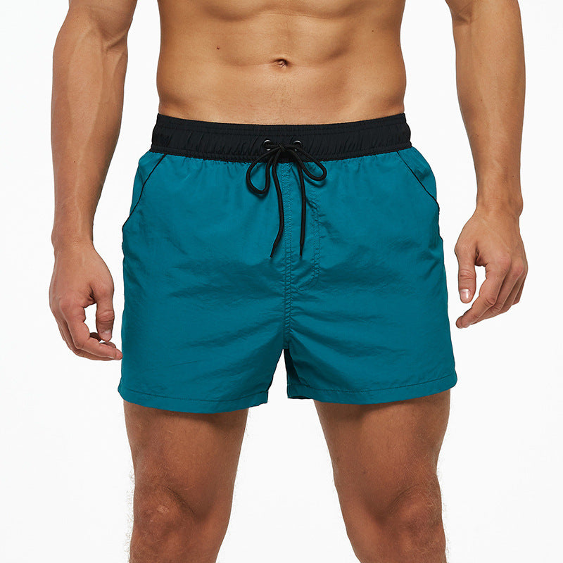 Men's Beach Pants European And American Boardshort Back Pocket Zipper Solid Color 3-point Pants Quick-drying Waterproof Linin