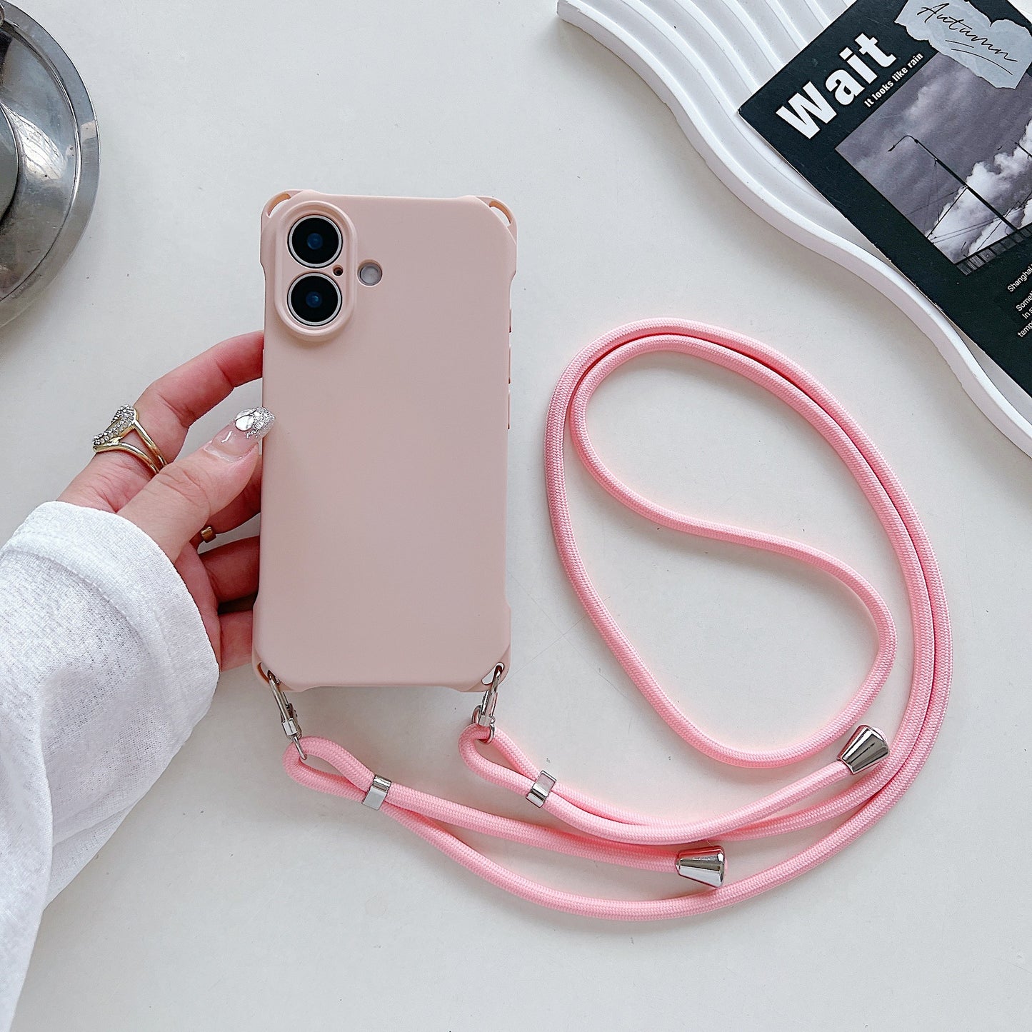 Four-corner Cross Lanyard Liquid Silicone Phone Case Soft Case - 图片 4