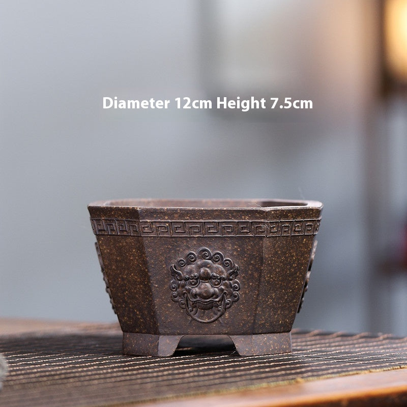 Yixing Purple Sand Small Flower Pot Stoneware Breathable b763640c c95e 4053 9c12 594027970d72
