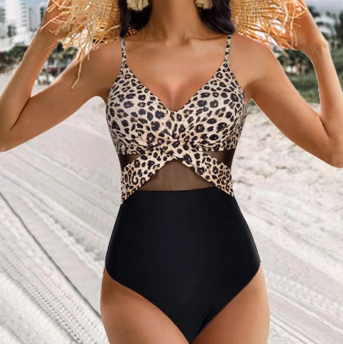 One-piece Swimsuit Women's Pure Color Mesh Bikini Swimsuit b78950d7 8cc5 44df a34e 89d01bc889ff