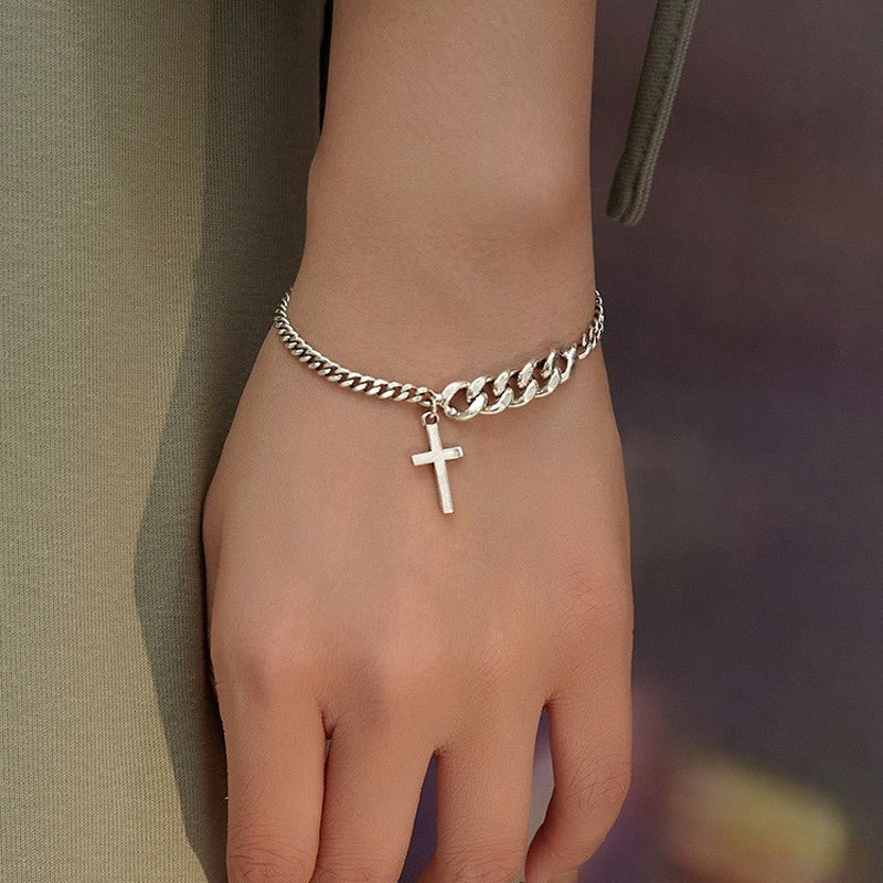 Creative Simple Cross Personalized Hip Hop Ins Bracelet Single Layer Twist Geometric Ornament bb07512d c63f 47c7 b326 ca679ff