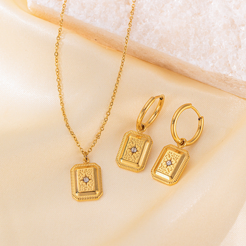 Stainless Steel Necklace Earrings Women's Jewelry Suit bc73fa86 986e 4977 ba3b c9dca2509f0c