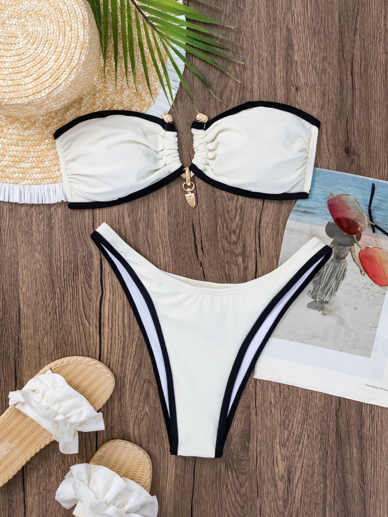Women's Fashion Color Contrast Tube Top Bikini bca3a803 9c49 410e a0b1 b1474843b76c