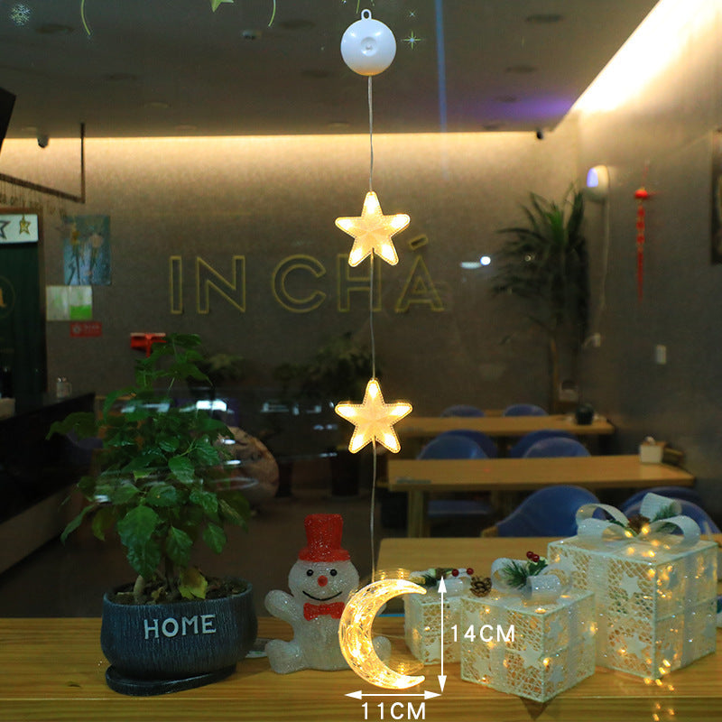 Christmas 3pcs LED Light Star Xmas Tree Hanging Sucker Lamp Window Ornaments Decoration For Home Xmas Navidad New Year Decor