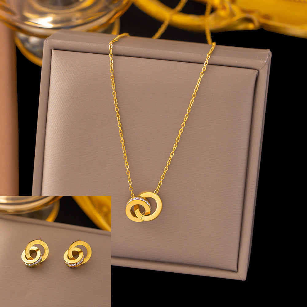 Stainless Steel Necklace Earrings Women's Jewelry Suit bd4ca50d f462 4cc7 acf9 36a5a9f47b51