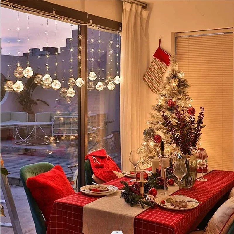 10PCS LED Christmas Curtain Lamp Fairy Snowman Wishing Ball Lamp String Christmas Window Decoration Christmas Light Room - HD Wireless Product #3