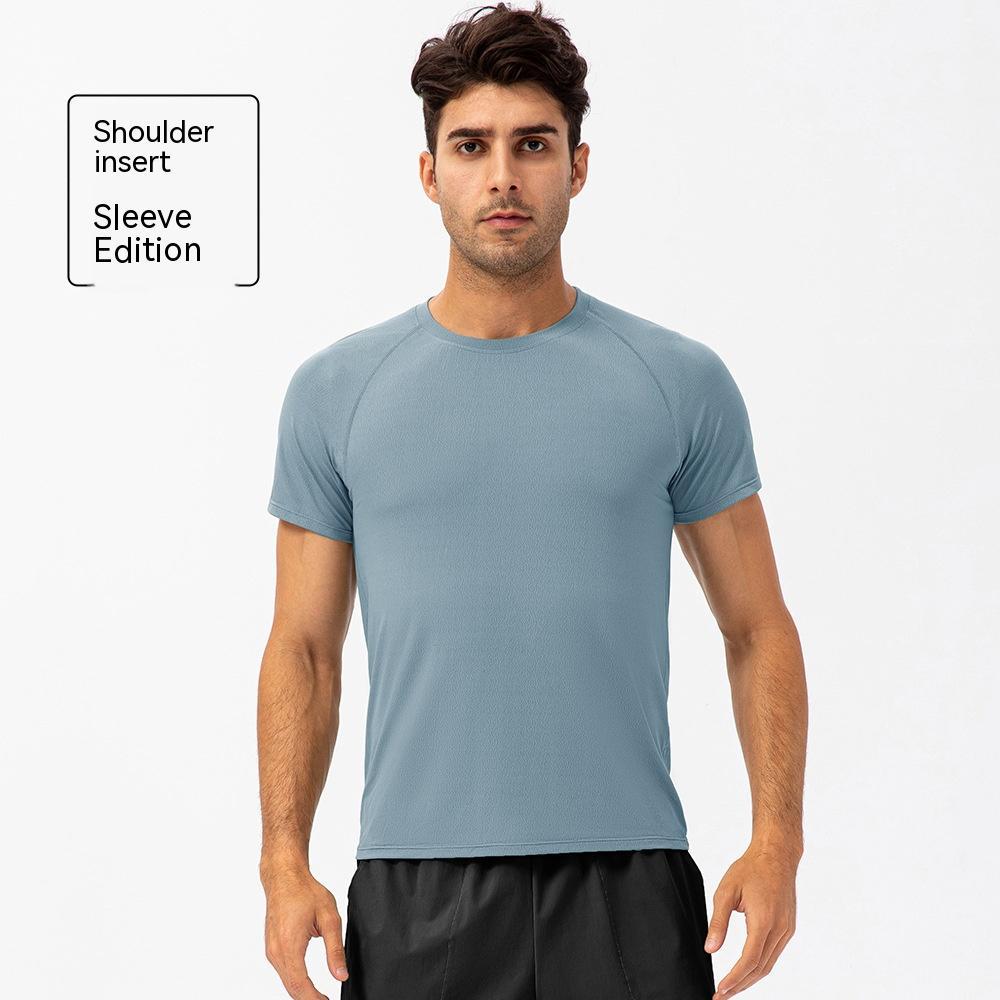 Men's Loose Running Quick Drying Clothes Round Neck T-shirt Sweat-absorbent Breathable Fitness Sports Casual Short Sleeve Clo