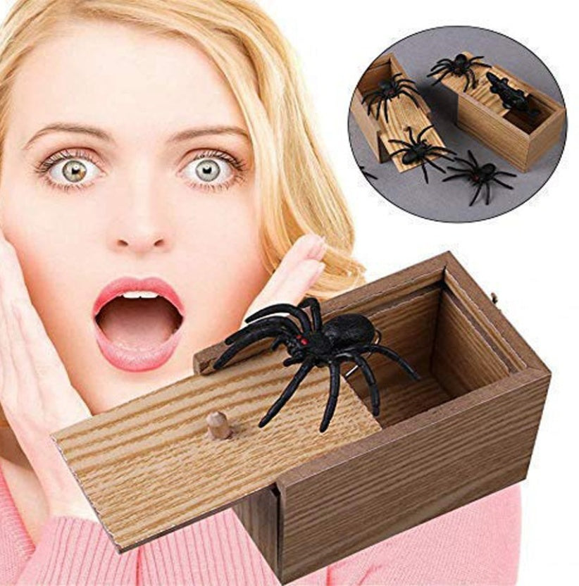 Prank Spider Wooden Scare Box Trick Play Joke Lifelike Surprise April Fools' Day Funny Novelty Toys Gags Practical Gifts bf22
