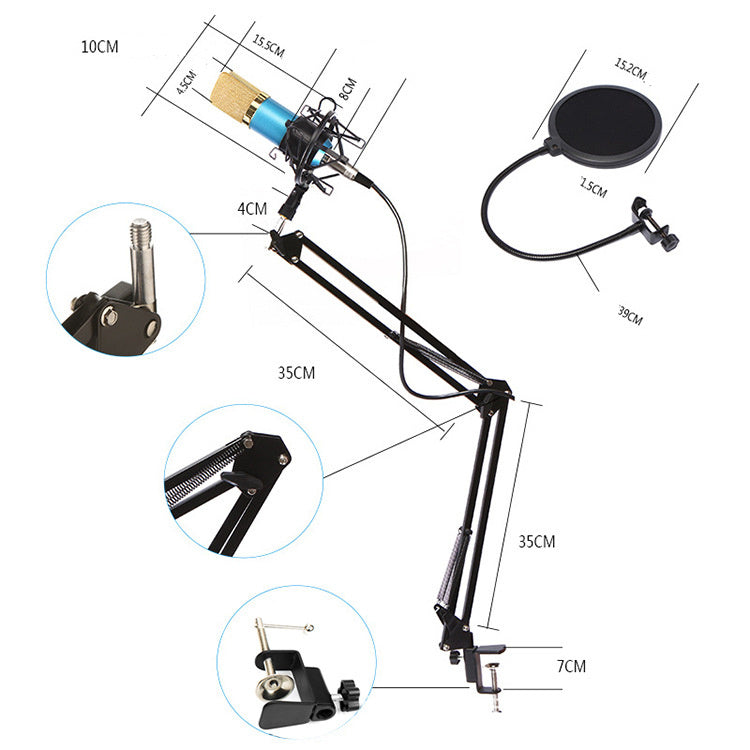BM800 Capacitor Microphone Set USB Sound Card Computer Recording Sound Card Live Streaming Equipment Microphone Exclusive For Cross-border - 图片 4