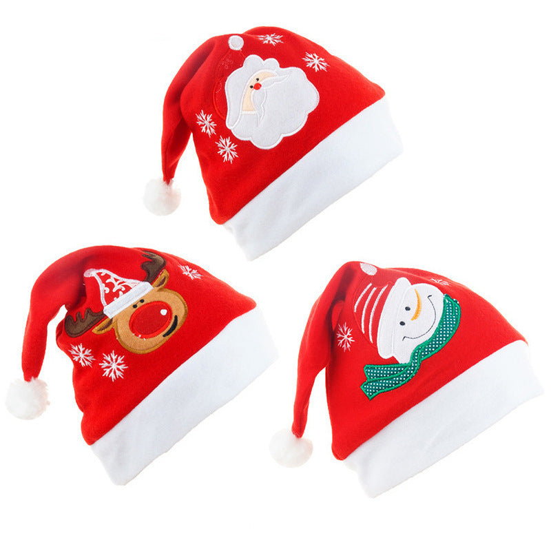 Cartoon Christmas Hat With Elk Santa Claus Embroidery Design Holiday Party Decoration Fuzzy Hat bff57480 6b9f 44e0 a7cf f0ab2