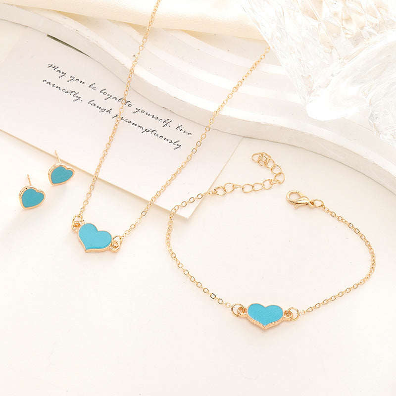 Simple Love Jewelry Women's Fashion Necklace Suit Heart Jewelry Set Gift For Her Fashion Party Jewelry c2588b8c f052 4a49 9e3