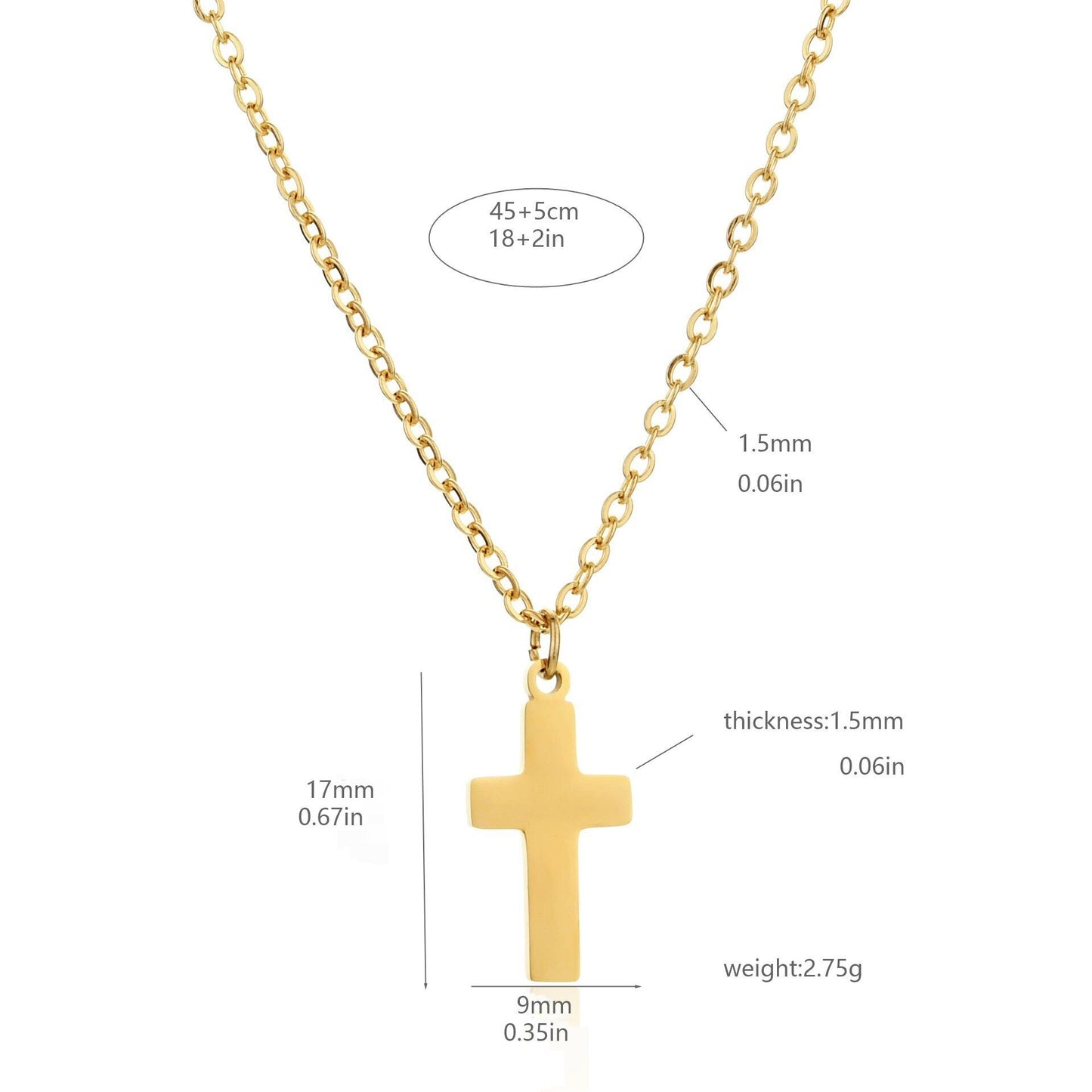 18K Plated Collarbone Chain With Stainless Steel Cross Necklace - HD Wireless Product #3