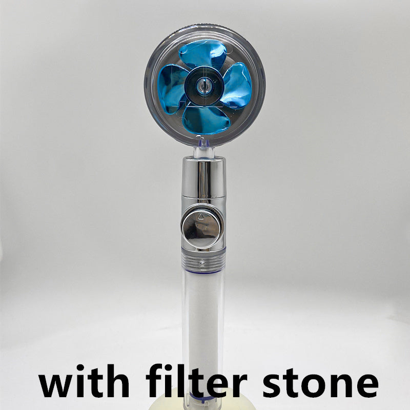 Shower Head Water Saving Flow 360 Degrees Rotating With Small Fan ABS Rain High Pressure Spray Nozzle Bathroom Accessories c2