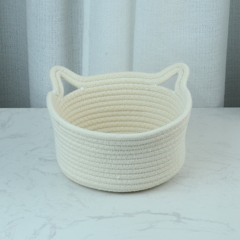 Cat's Ears Desktop Storage Basket Hand Woven Cartoon c2d353f0 29b0 4a52 879e 48f47bc47db5
