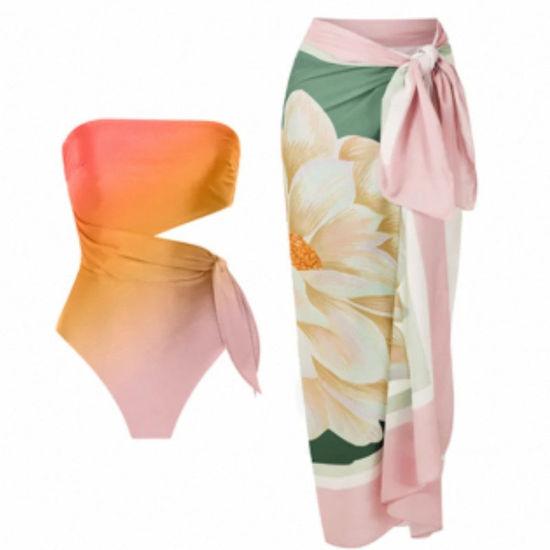 Siamese Conservative Covering Belly Thin Swimsuit French Retro One-piece Bikini c2f3e4c6 0b66 411a 8a9a e13867fc33c7