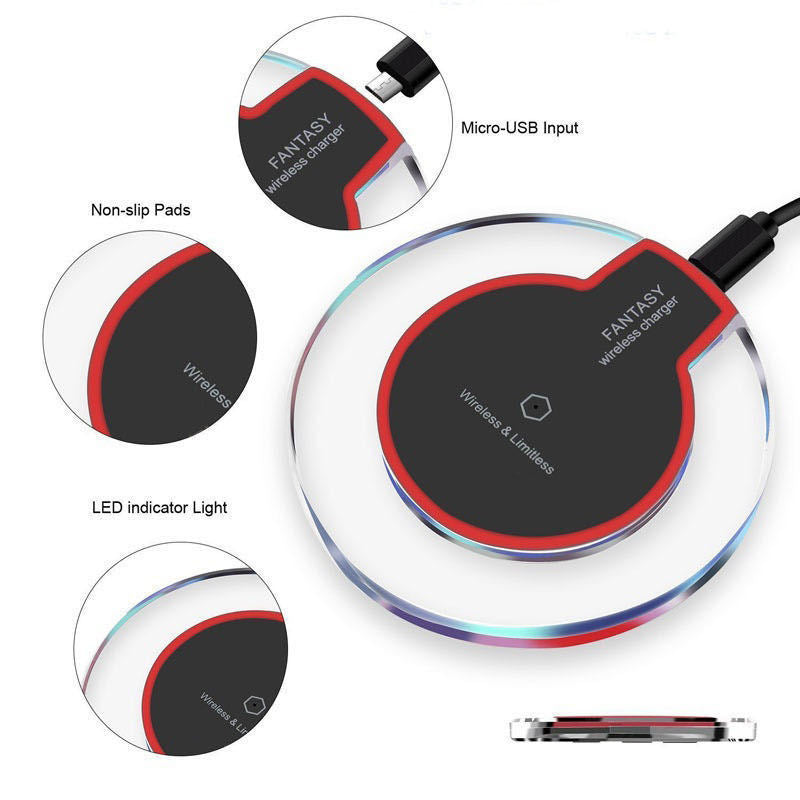New Wireless Charging Dock Charger Crystal Round Charging Pad With Receiver For A-pple For Sanxing c34d7c0d 5220 4574 ace0 30
