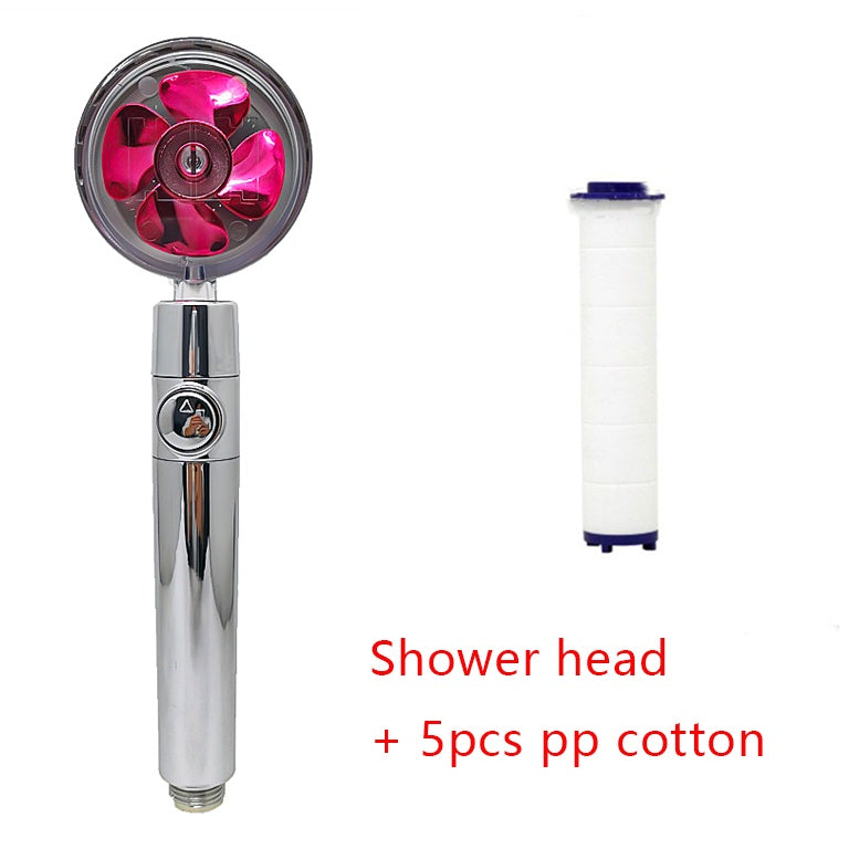 Shower Head Water Saving Flow 360 Degrees Rotating With Small Fan ABS Rain High Pressure Spray Nozzle Bathroom Accessories c3