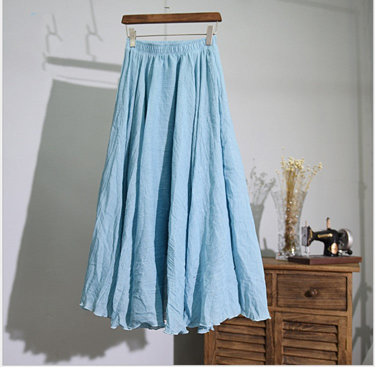 Mori Girl Art Plus Size Cotton And Linen Skirt Elastic Waist Linen A-line Skirt c38135a6 3fcf 4591 98a2 70b6ef5c8fdd