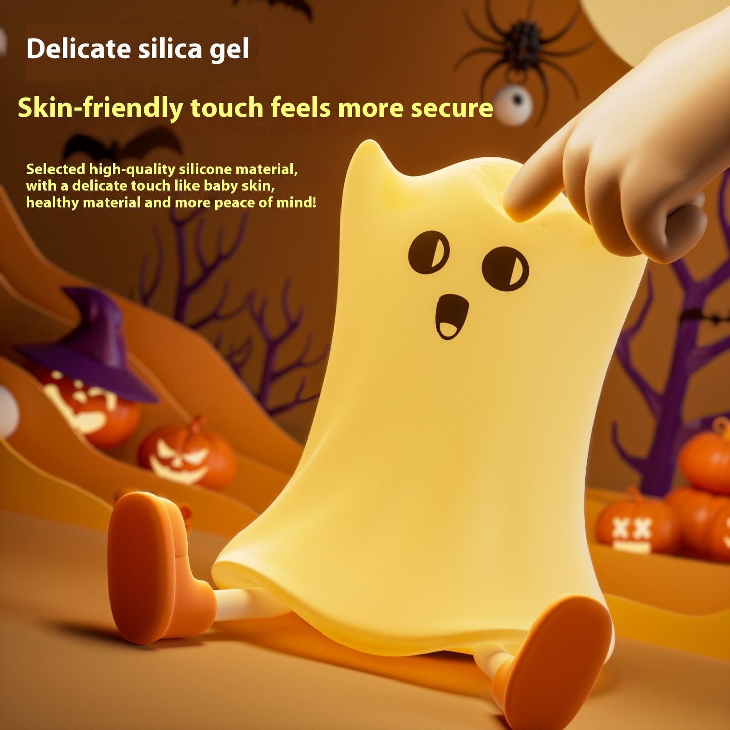 Halloween Silicone Ghost Shaped Bedside Lamp With Touch Control Soft Glow For Water-resistant Decoration c387cf7c 54ab 4df6 8