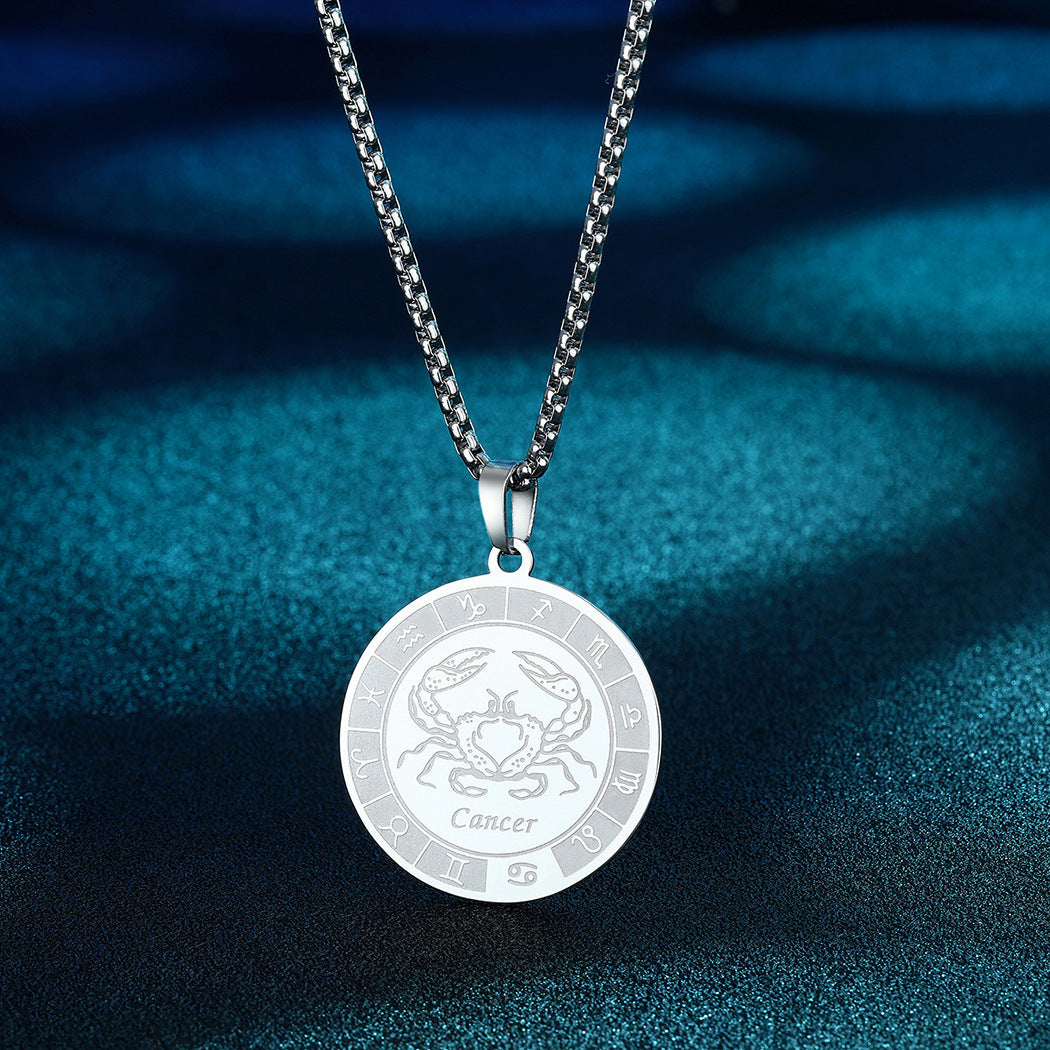 Stainless Steel Constellation Pendant Necklace Gold Medal Necklace c393e306 d3c9 4675 a791 07afacccccdc