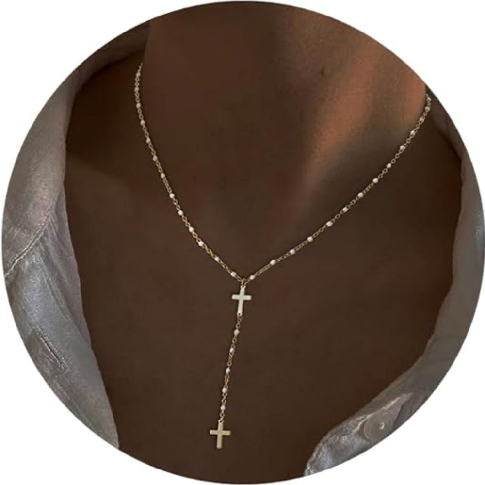 Fashion Cross Necklace Exquisite Y-shaped Bead Necklace c399f862 7d1b 4a15 b2a8 e915115cf8be