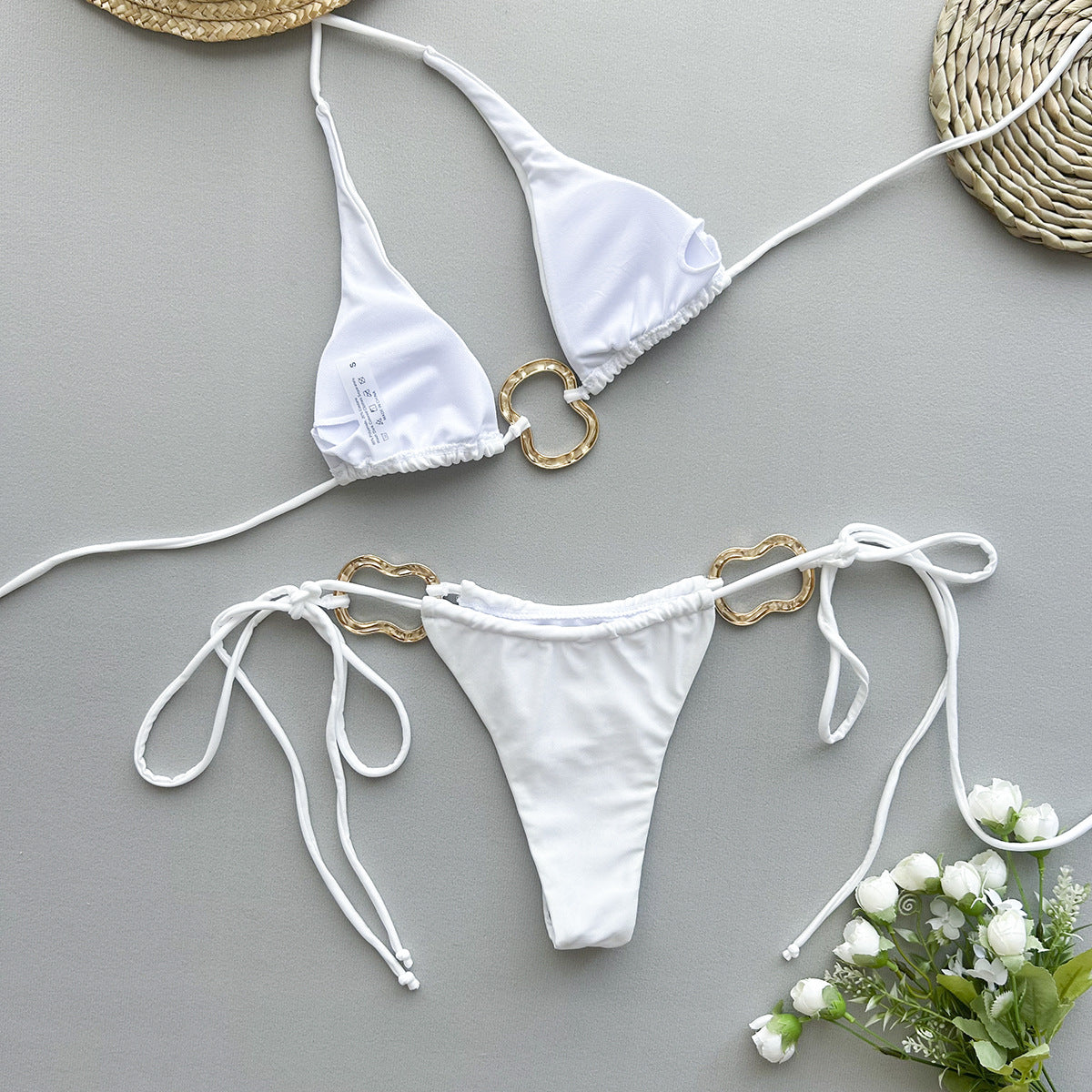 Sexy Bikini Pure Color Tied Split Ladies
