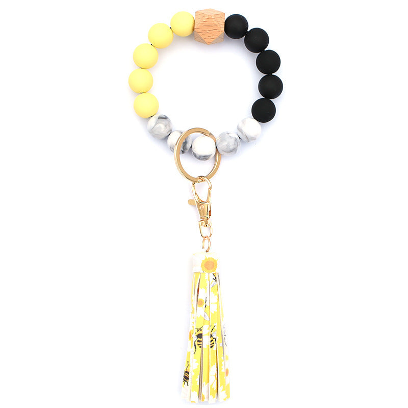Creative Wooden Bead Bracelet Keychain c3eb67f3 bde5 4588 8209 ecc690f03976