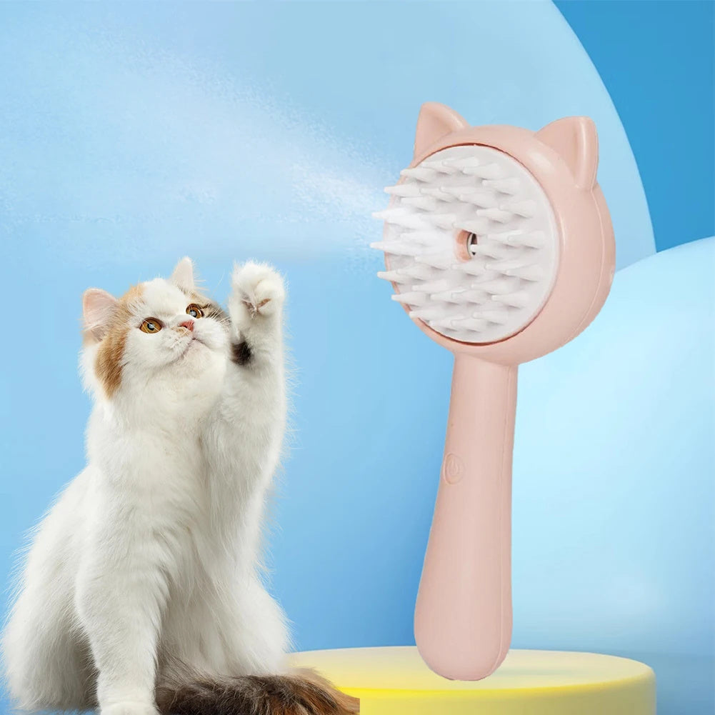 Hair Cleaning Brush With Mist Multifunctional Cat Grooming Brush Rechargeable Self Cleaning Slicker Brush For Pets Dogs & Cat