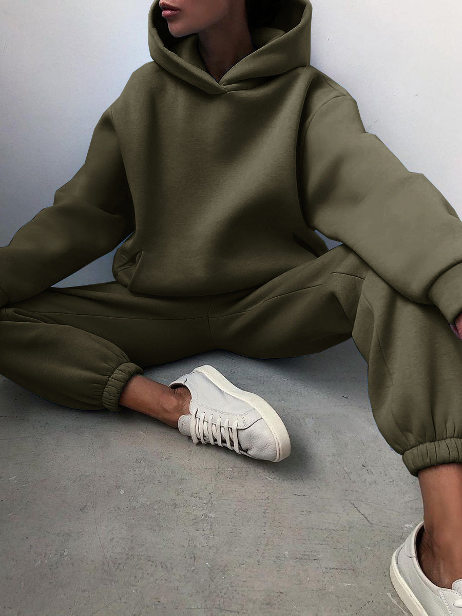Simple Solid Color Hooded Casual Suit c48435c6 d602 4150 a07f 61317a2c898b