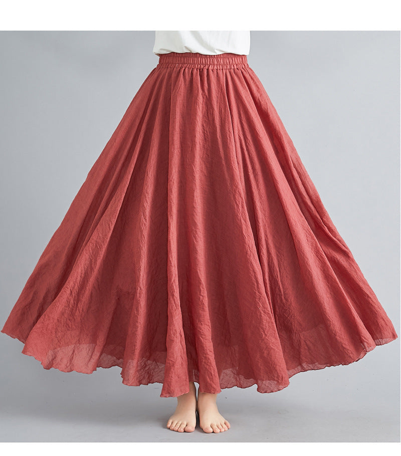 Mori Girl Art Plus Size Cotton And Linen Skirt Elastic Waist Linen A-line Skirt c496290a fc00 485d bd17 500697fb8d1d