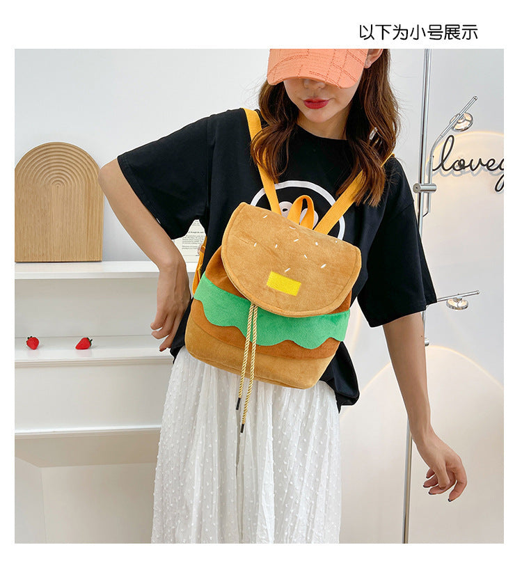Cute Hamburger Plush Backpack Soft Cartoon Burger Plush Coin Purse Girls Kindergarten School Bookbag Children Kids Pack c4fb4