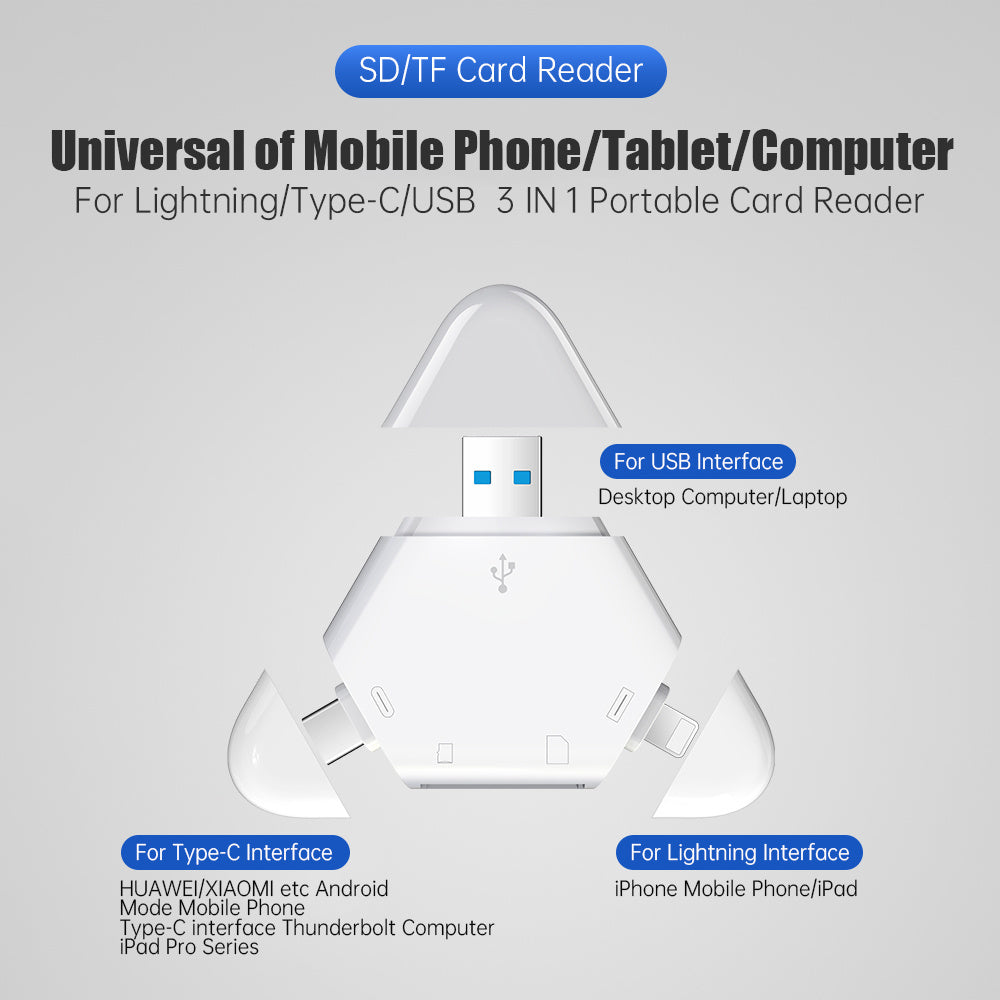 3 In 1 Multi Function Magnetic USB 3.0 USB 2.0 High Speed OTG Adapter For SD TF Card Reader - Wireless Security Camera with Night Vision #5