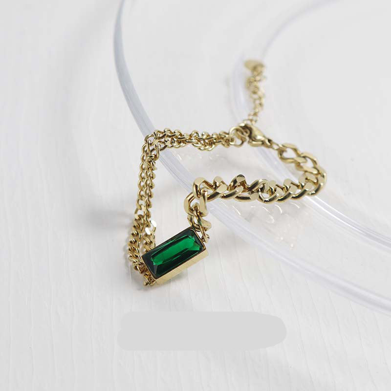 Women's Niche Design Emerald Temperament Bracelet c517c3f7 3c5d 4e72 a302 b3da1d929c11