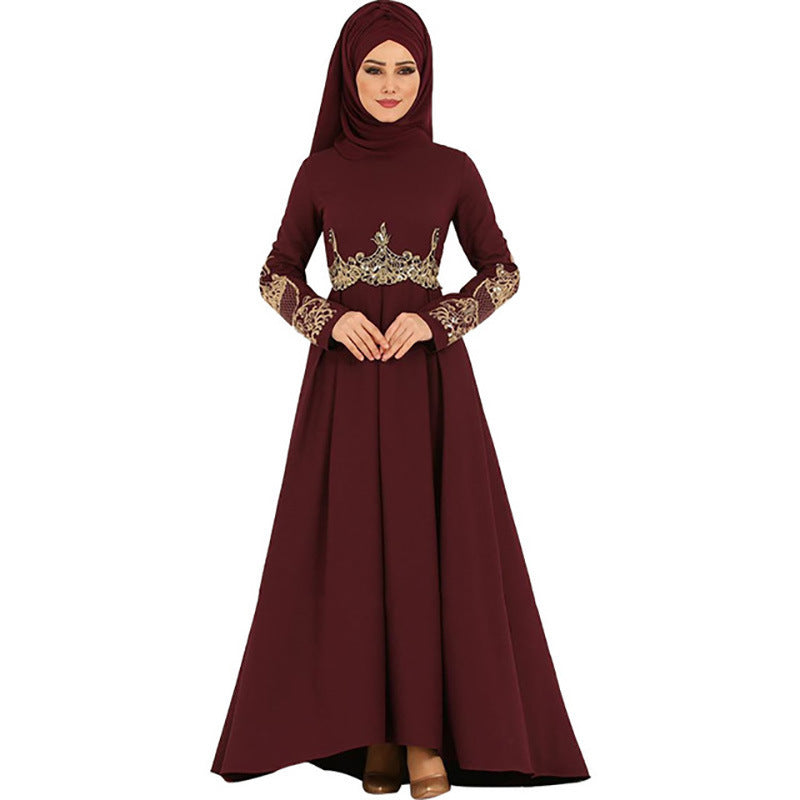 Muslim Embroidered High Waist Ethnic Elegant Graceful Slim Dress c574f213 0a2f 43ba b7e6 cddc7346ded4