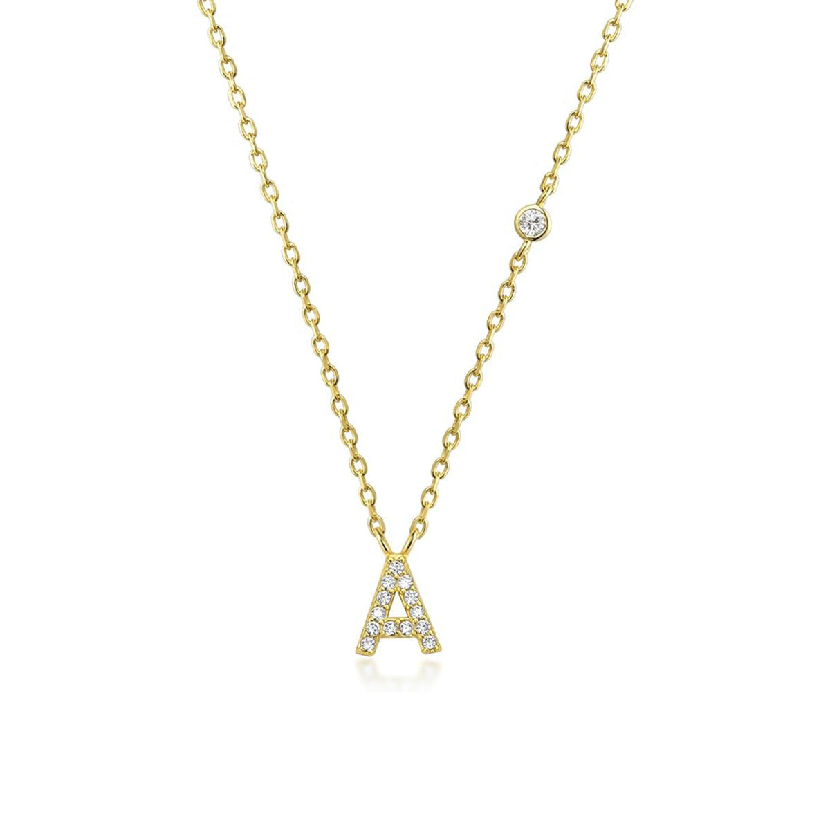 Fashion Jewelry Luxury Gold Color A-Z 26 Letters Necklace CZ Pendant For Women Cute Initials Name Necklace Fashion Party Wedd