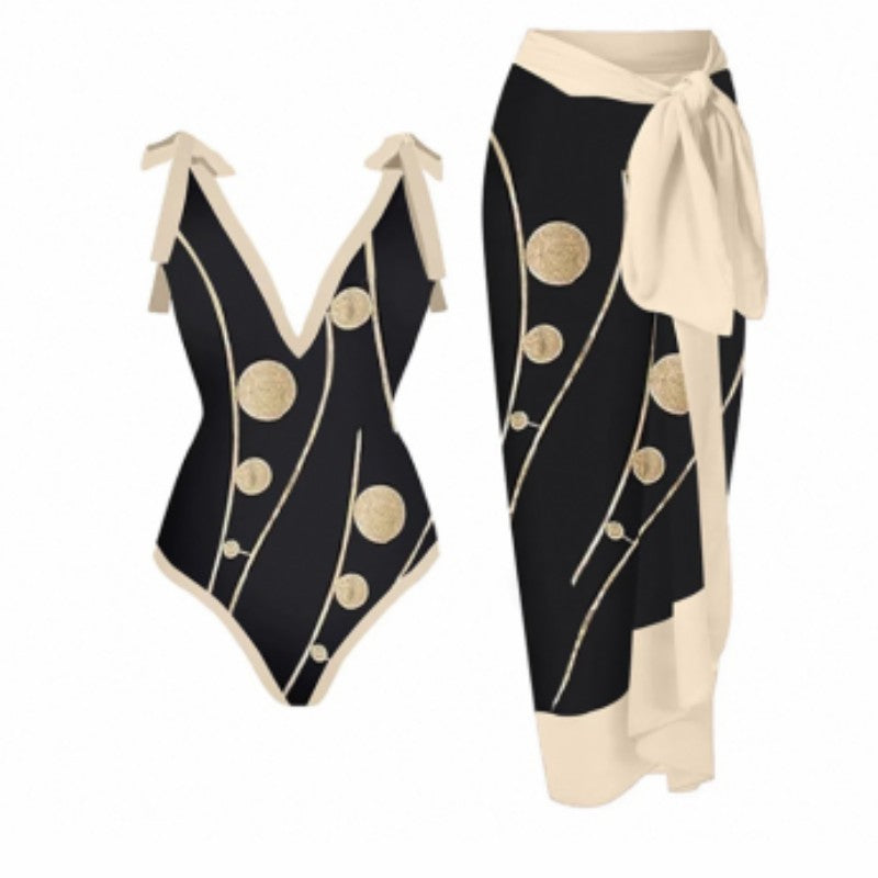 Siamese Conservative Covering Belly Thin Swimsuit French Retro One-piece Bikini c73a45e7 4d3d 43d9 bd6e ad1b9bb944f7