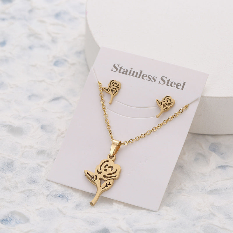 Butterfly Studs Necklace Suit Stainless Steel Geometry c7c74118 0a5e 47c0 9925 15e262d8f466