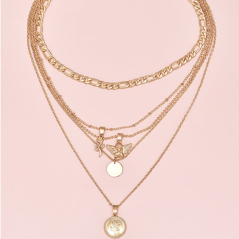 Flower Pendant Multilayer Ladies Necklace Combination Set c8a49660 c5e7 41e7 88e3 f6d6d6787b93