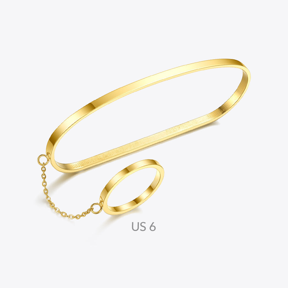 High Quality 18K Gold Plated Titanium Steel Oval Line Bracelet c8c6a18f cf78 473a a63d 5f906123cca1
