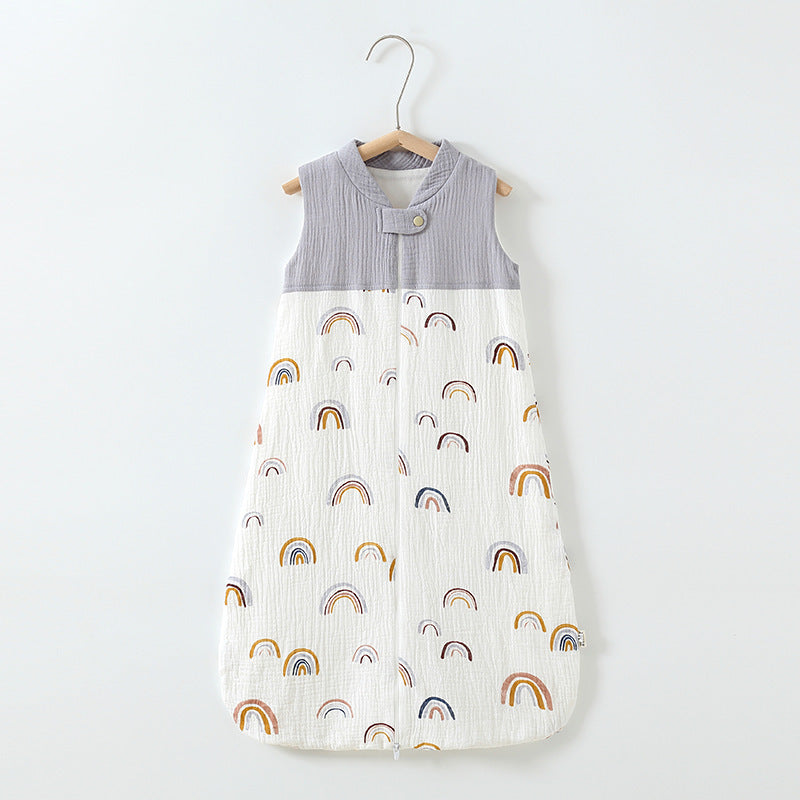 Baby Sleeping Bag Double Layer Patchwork Stand-up Collar Gauze Waistcoat Sleeping Bag ccb51eee 4c01 4d6b 9ee7 ee3a5082902a