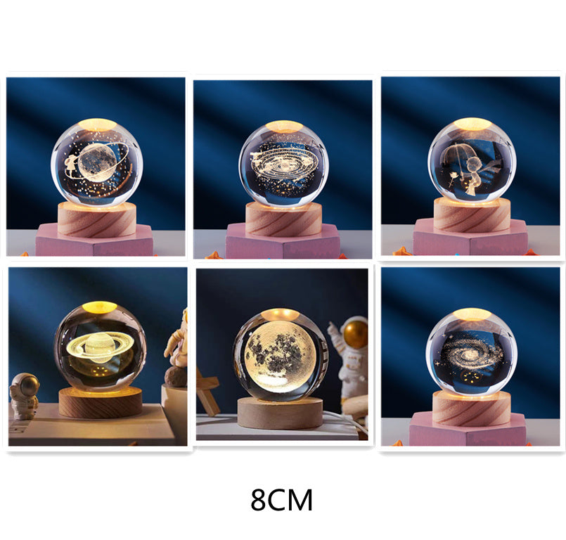 Crystal Ball 3D Inner Carved Solar System Glowing Night Lights Warm Bedside Light Festival And Kid Gift Night Lamp ccf88a8f c