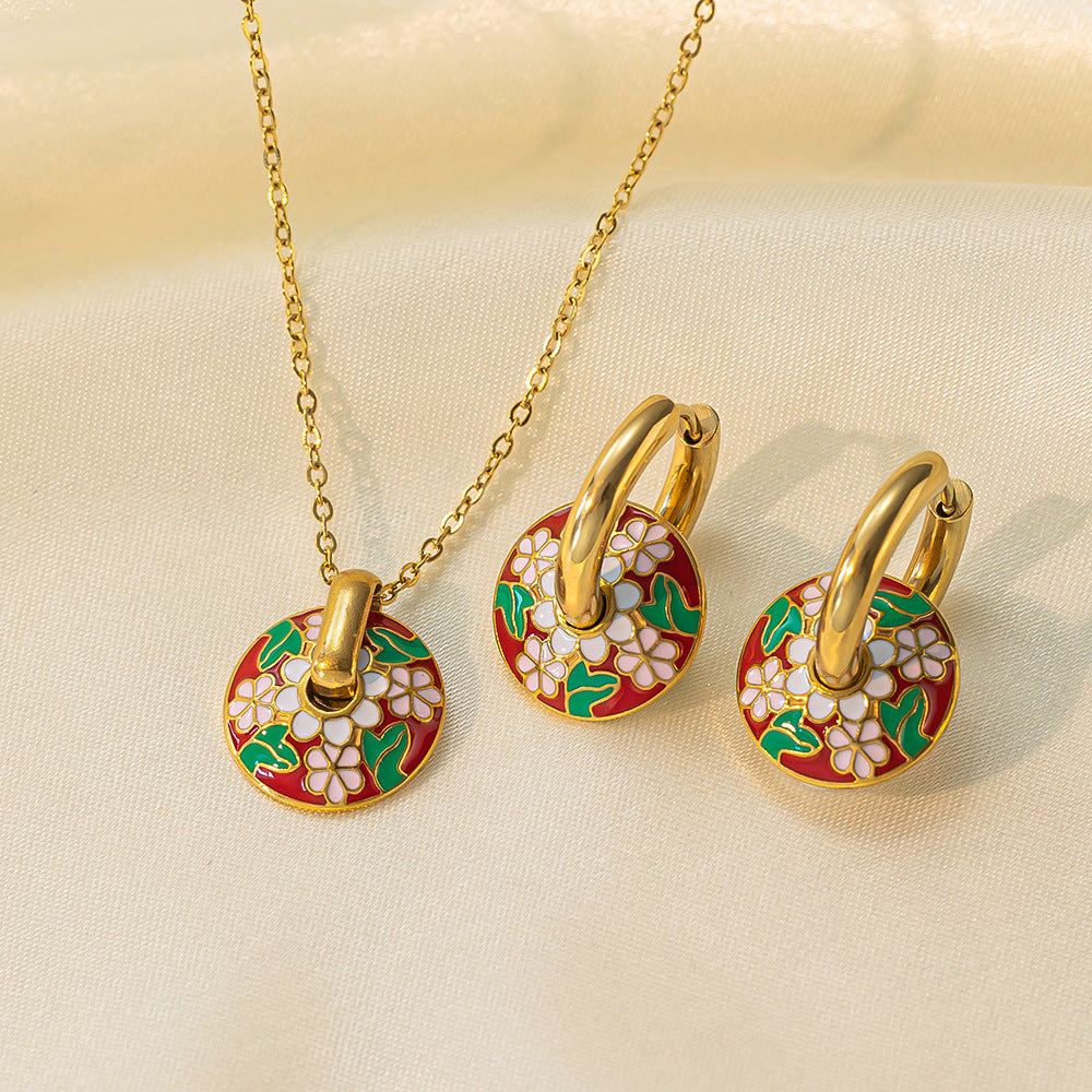 Stainless Steel Necklace Earrings Women's Jewelry Suit cdebc42d d7c4 425e a7ee 801b633d81f1