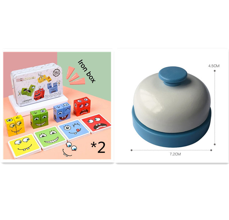 Wooden Expressions Toy Wooden Magic Cube Face Pattern Building Blocks Educational Montessori Toys Wooden Matching Block Puzzl