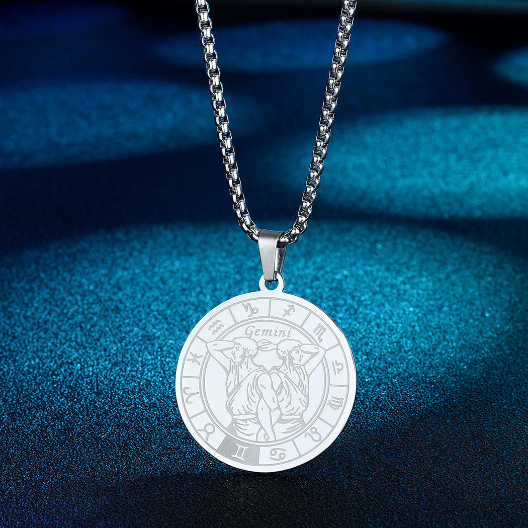 Stainless Steel Constellation Pendant Necklace Gold Medal Necklace ce9ecd2f 2f64 4636 983a 0018ce01742e