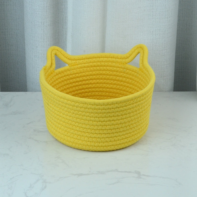 Cat's Ears Desktop Storage Basket Hand Woven Cartoon cead9d6e f203 44d9 badc a8e6f6cf13e8